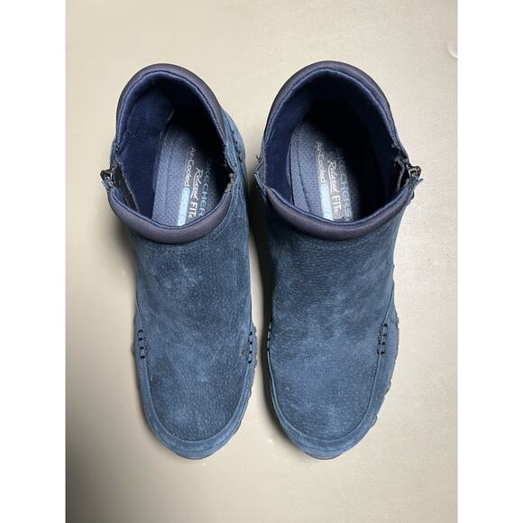 Skechers 49590 Bikers Zappiest Boot Women's size 9.5 Navy Suede Memory Foam - Picture 2 of 14